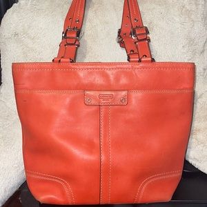 Burnt Orange Coach F13089 Hamilton Leather Tote